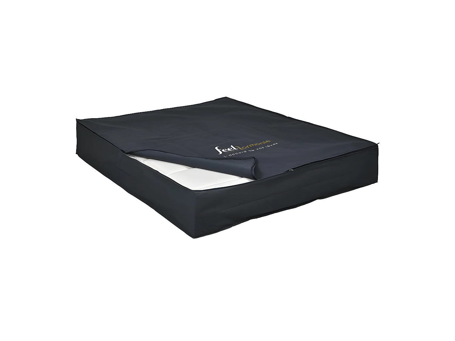 Housse de rangement de matelas 21 cm 160x200 cm tissu noir SOMNUM