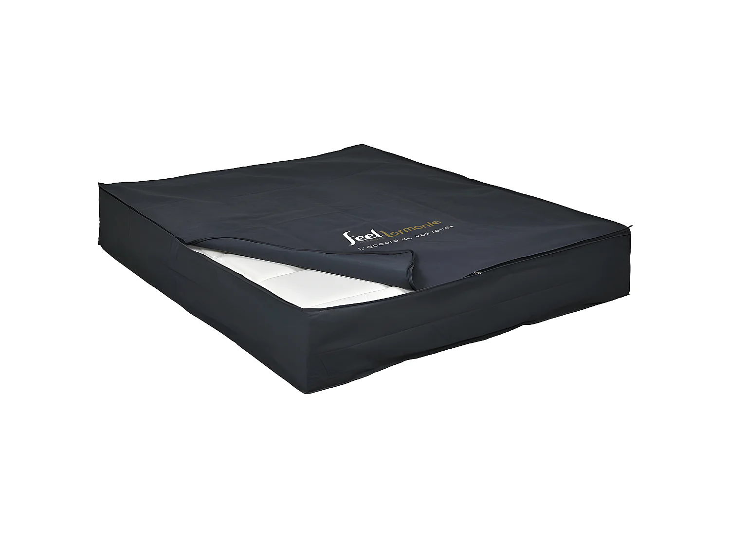 Housse de rangement de matelas 21 cm 160x200 cm tissu noir SOMNUM