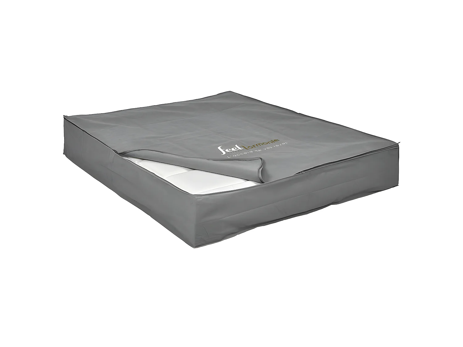Housse de rangement de matelas 30 cm 160x200 cm tissu gris SOMNUM