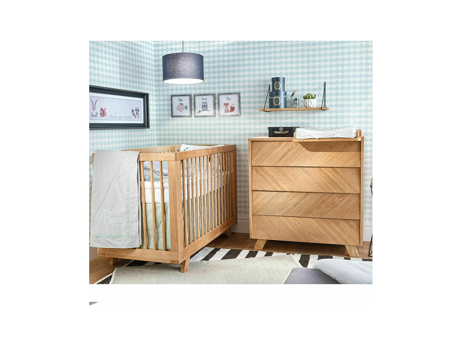 Chambre complète bébé 70x140 cm bois massif bois naturel KYOTO