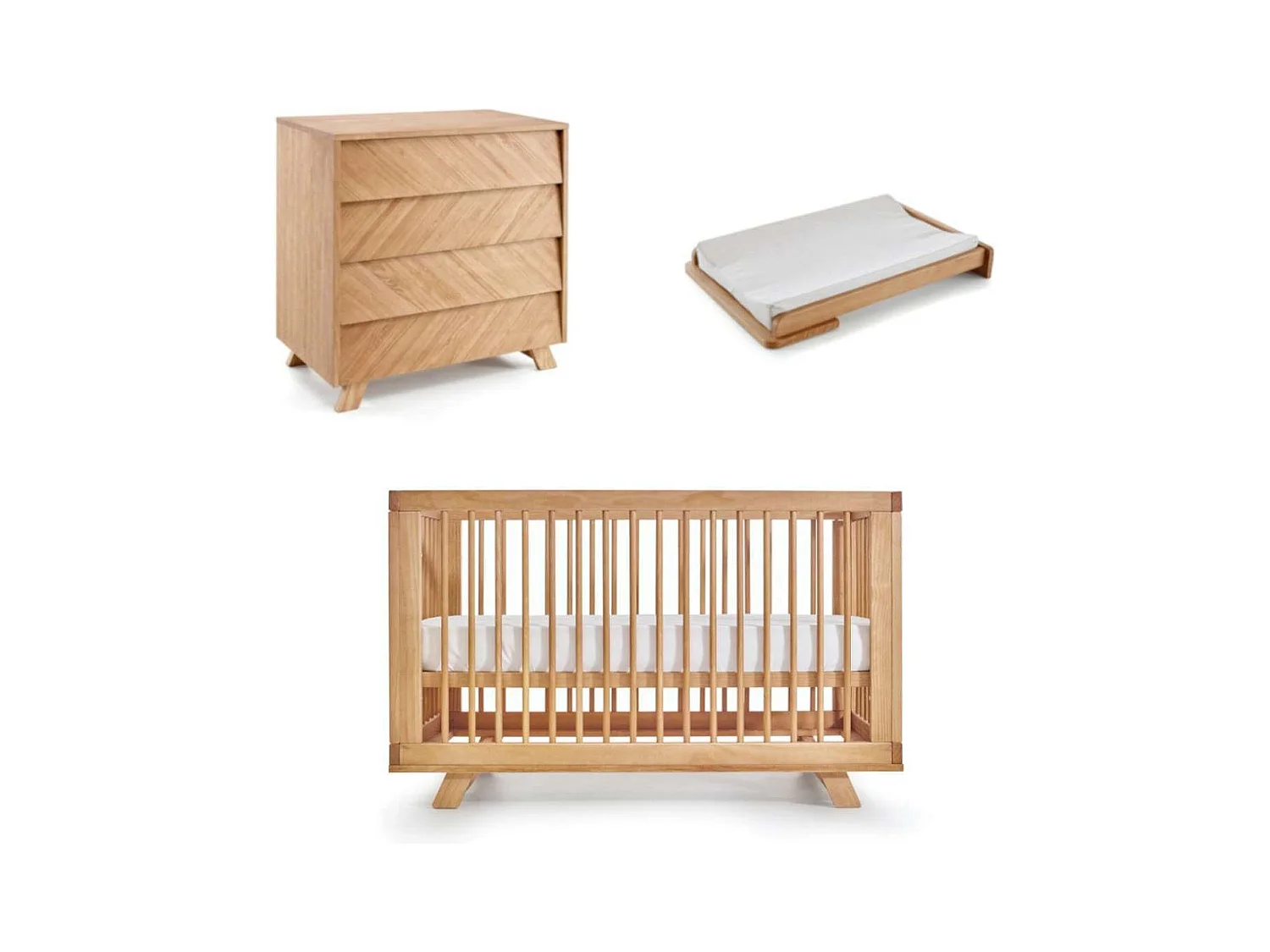 Chambre complète bébé 70x140 cm bois massif bois naturel KYOTO