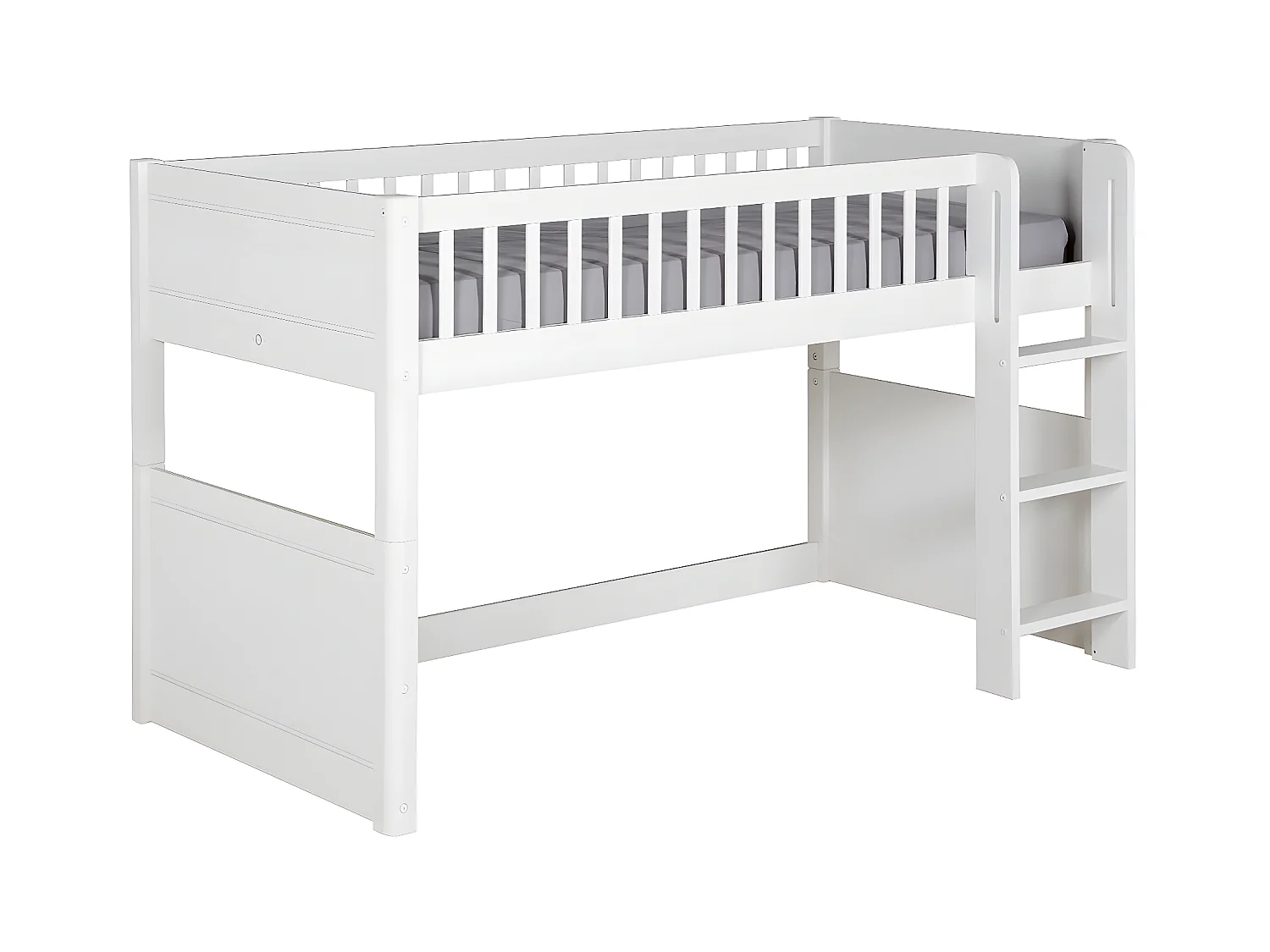 Pack lit mi-hauteur avec matelas 90x190 cm bois massif blanc VICTORIA