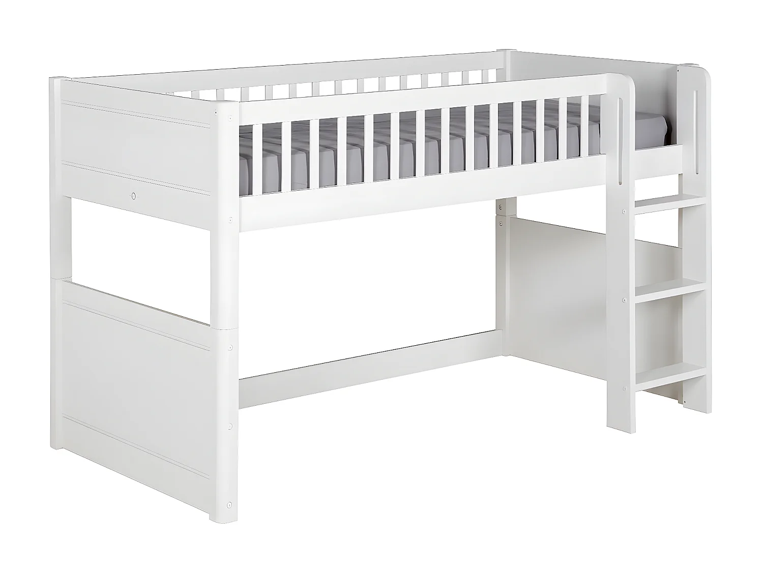 Pack lit mi-hauteur avec matelas 90x190 cm bois massif blanc VICTORIA