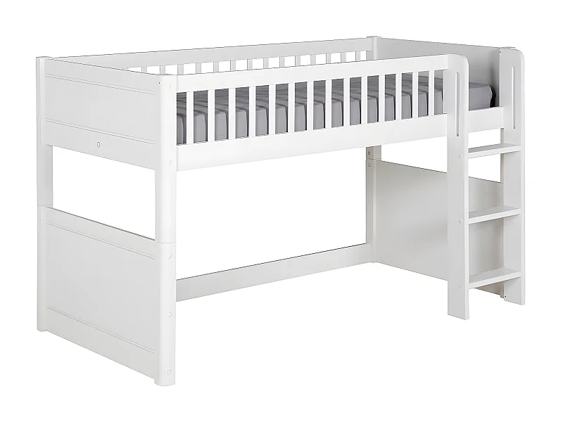 Pack lit mi-hauteur avec matelas 90x190 cm bois massif blanc VICTORIA