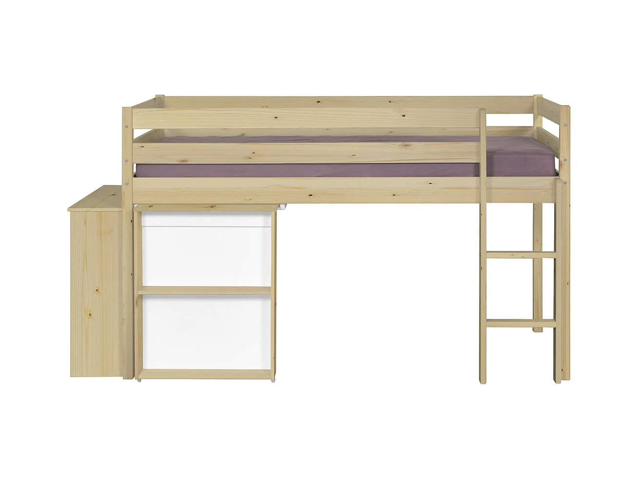 Lit mi-hauteur combiné 90x190 cm bois massif bois DAVON