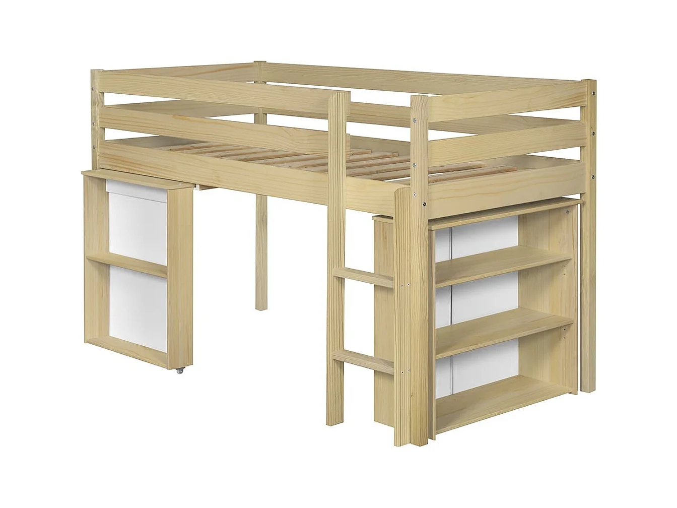 Lit mi-hauteur combiné 90x190 cm bois massif bois DAVON