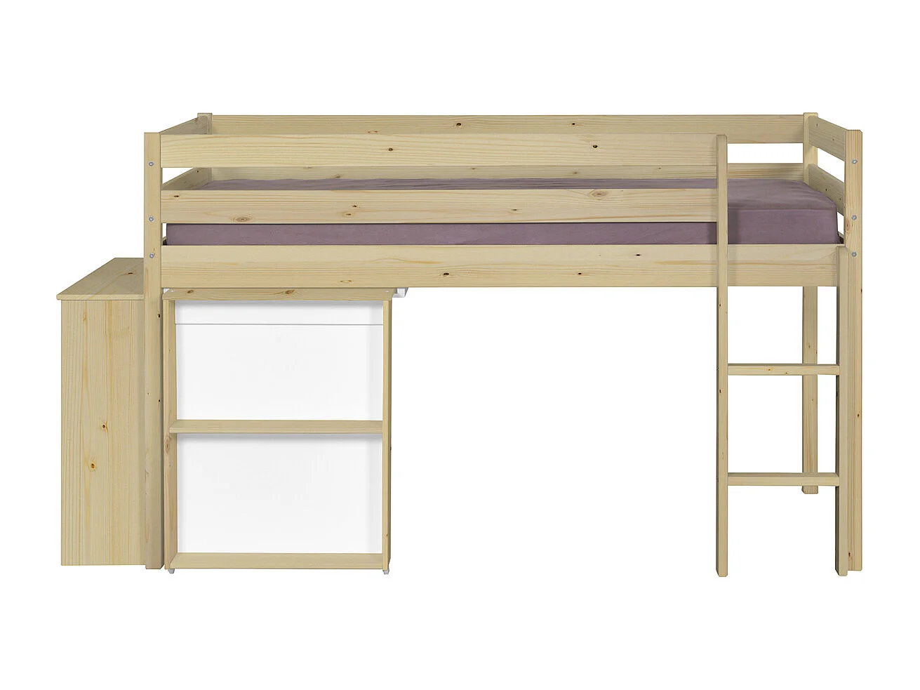 Lit mi-hauteur combiné 90x190 cm bois massif bois DAVON