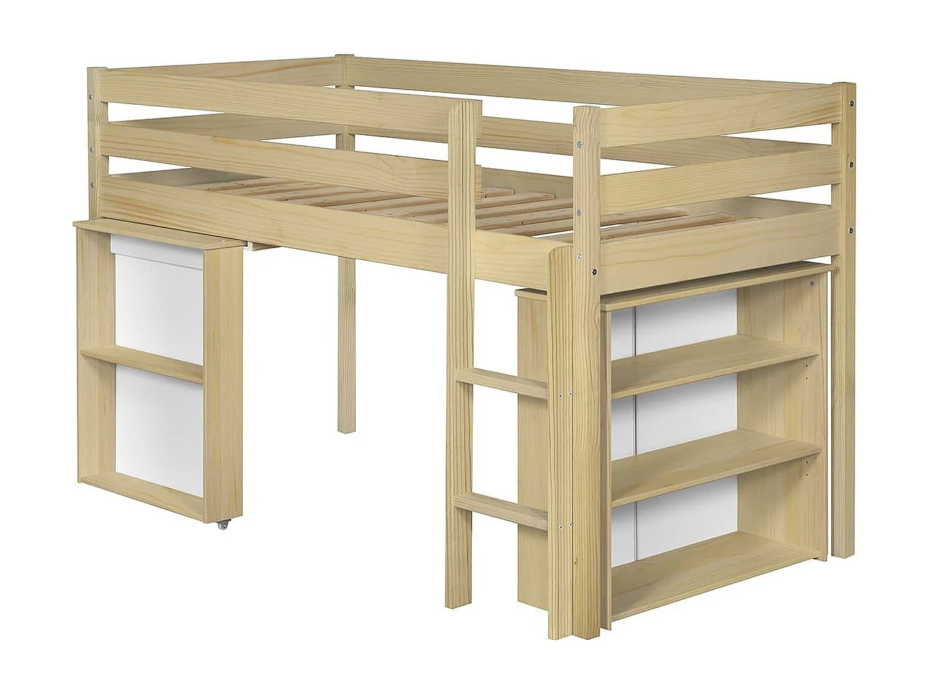 Lit mi-hauteur combiné 90x190 cm bois massif bois DAVON