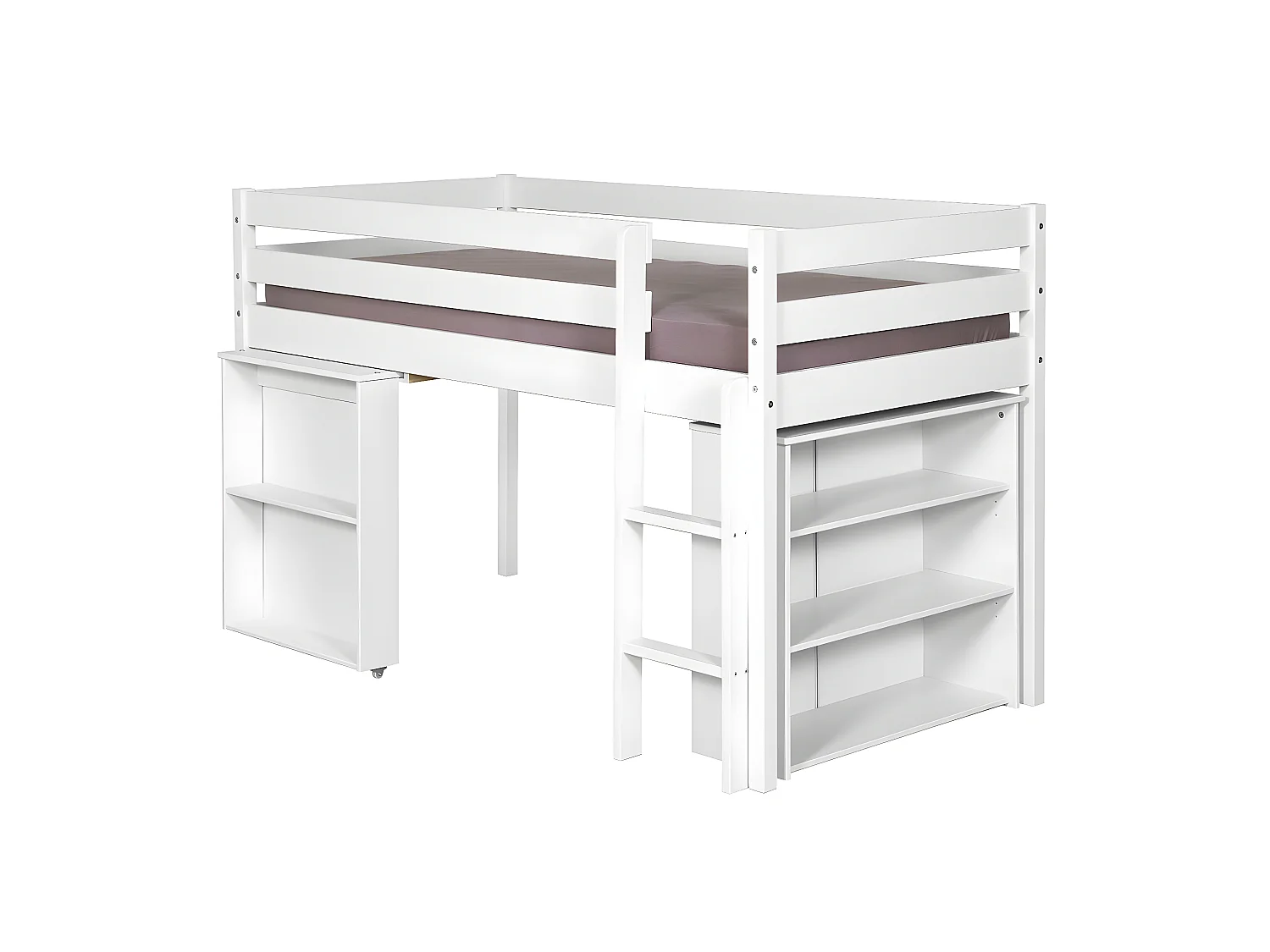 Lit enfant combiné avec matelas 90x190 cm bois massif blanc DAVON