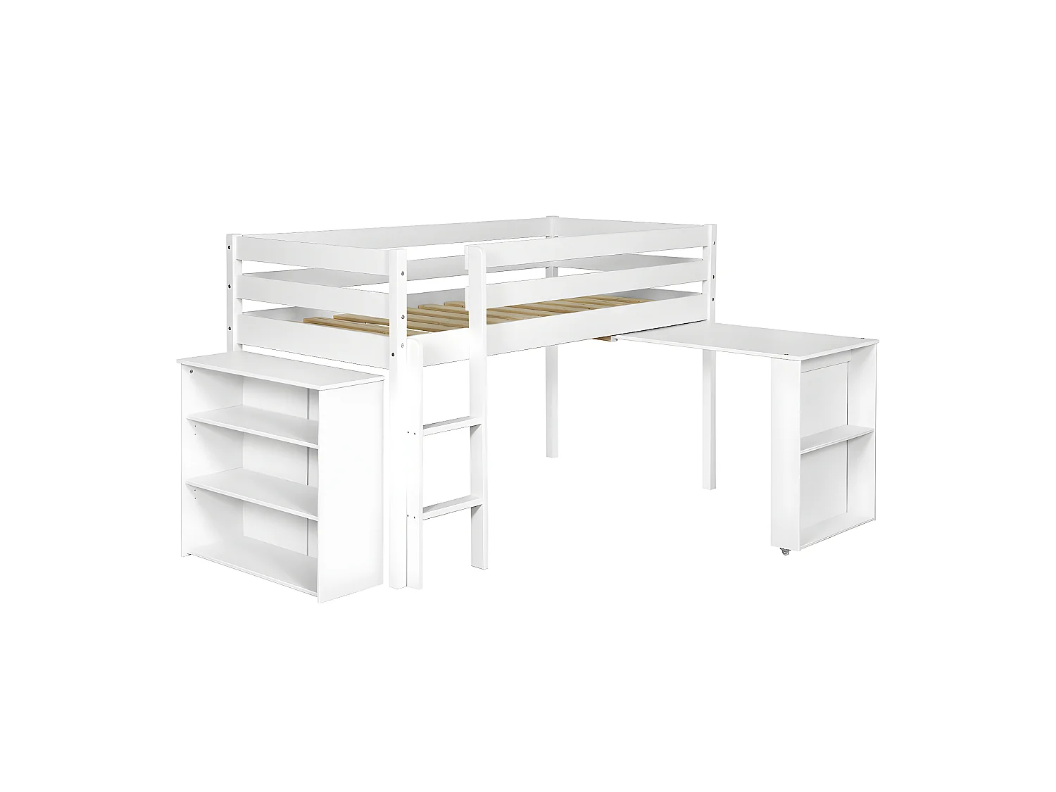 Lit enfant combiné avec matelas 90x190 cm bois massif blanc DAVON