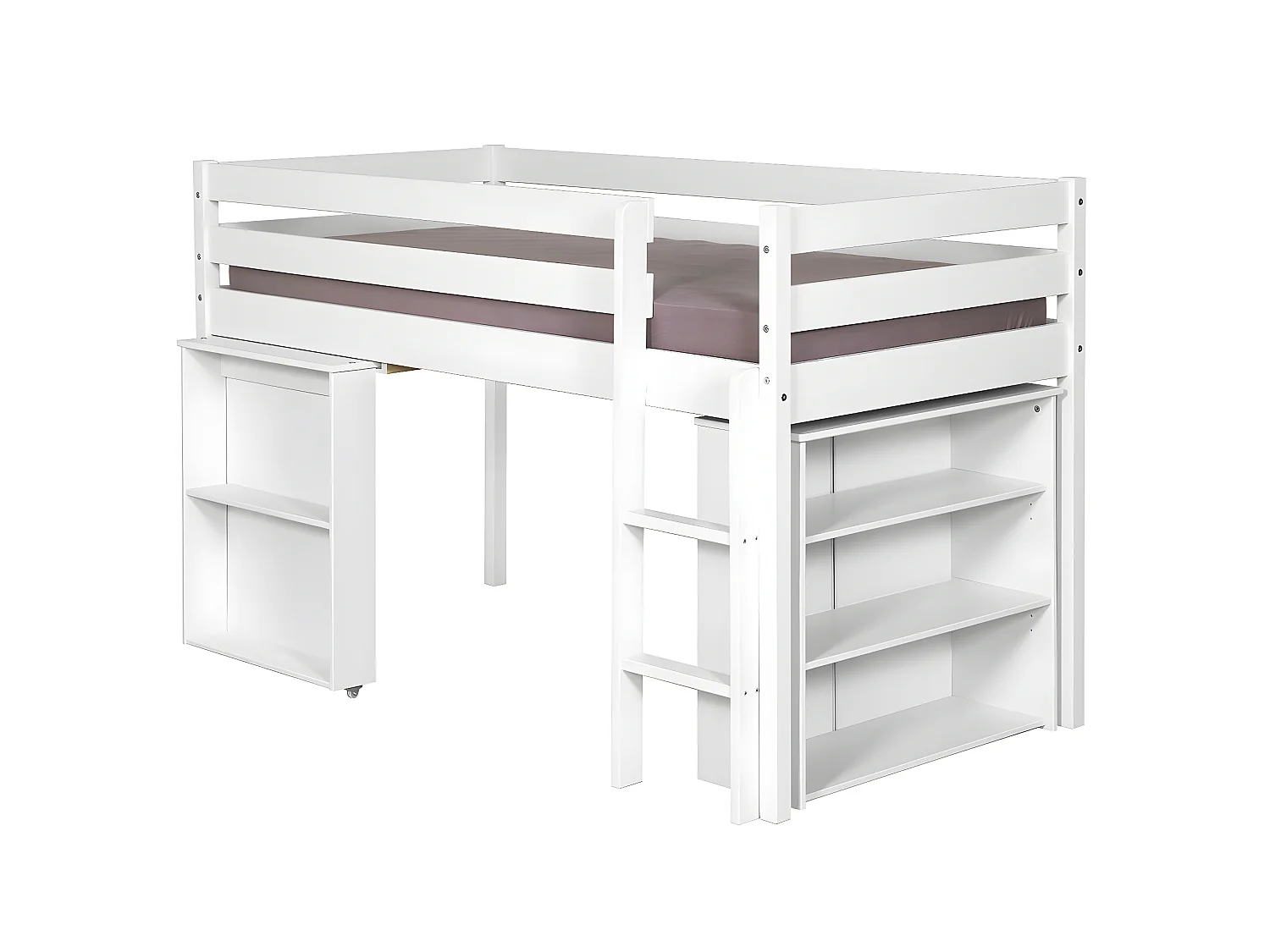 Lit enfant combiné avec matelas 90x190 cm bois massif blanc DAVON