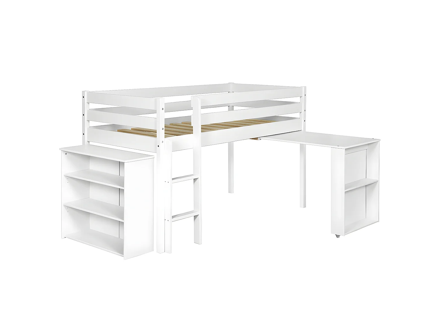 Lit enfant combiné avec matelas 90x190 cm bois massif blanc DAVON