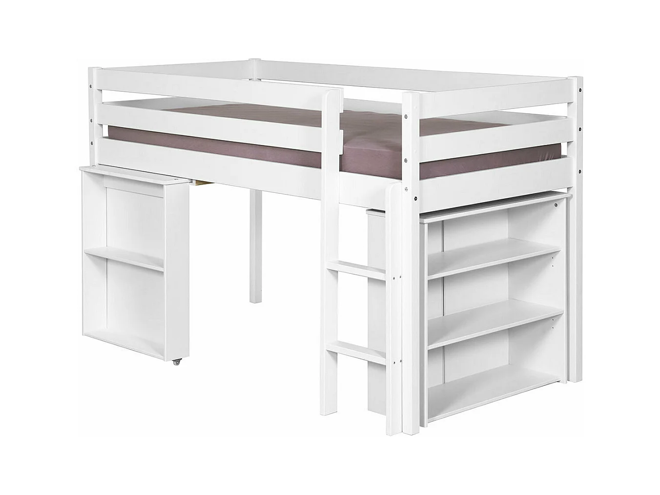 Lit mi-hauteur combiné 90x190 cm bois massif blanc DAVON