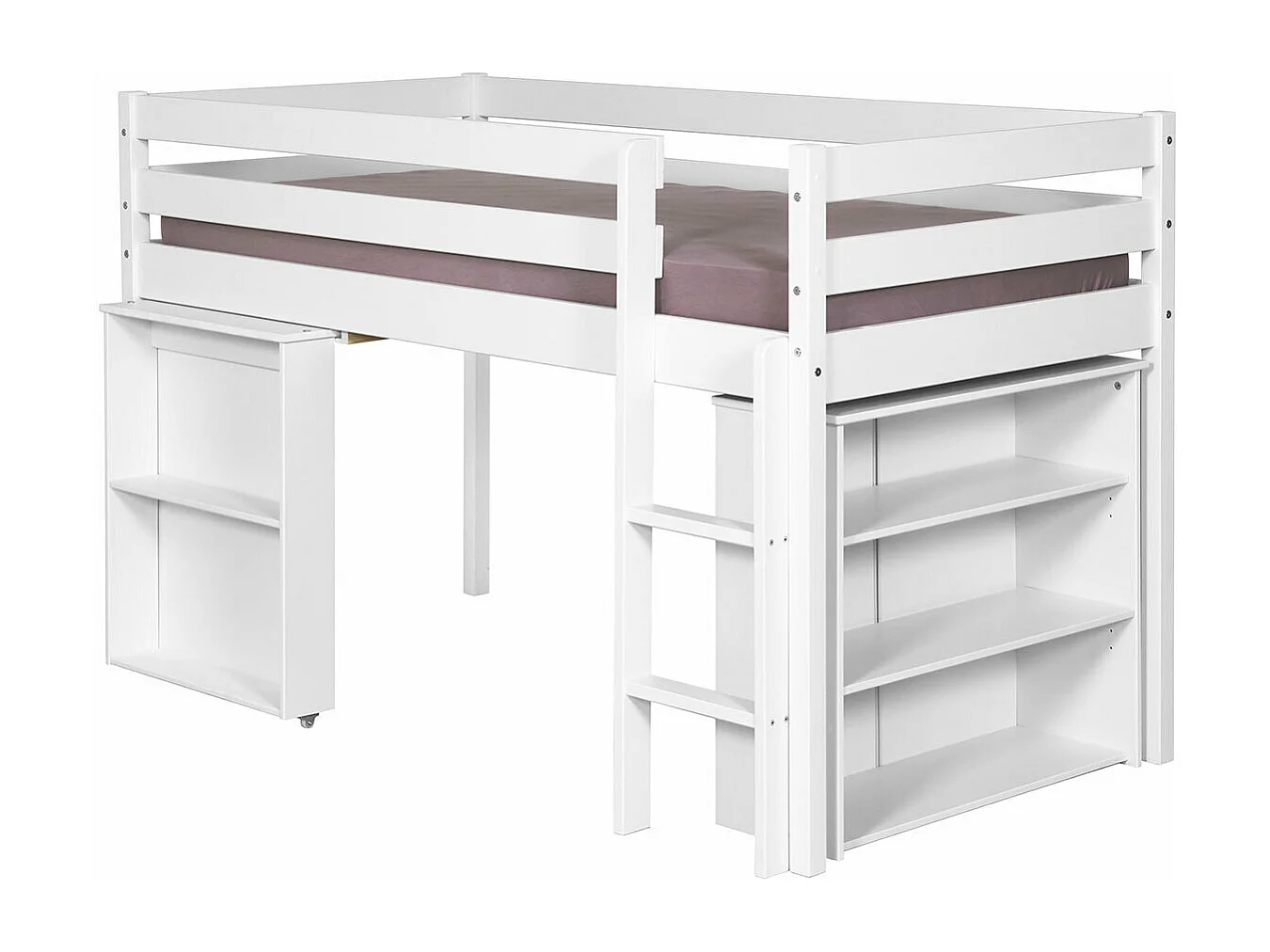 Lit mi-hauteur combiné 90x190 cm bois massif blanc DAVON