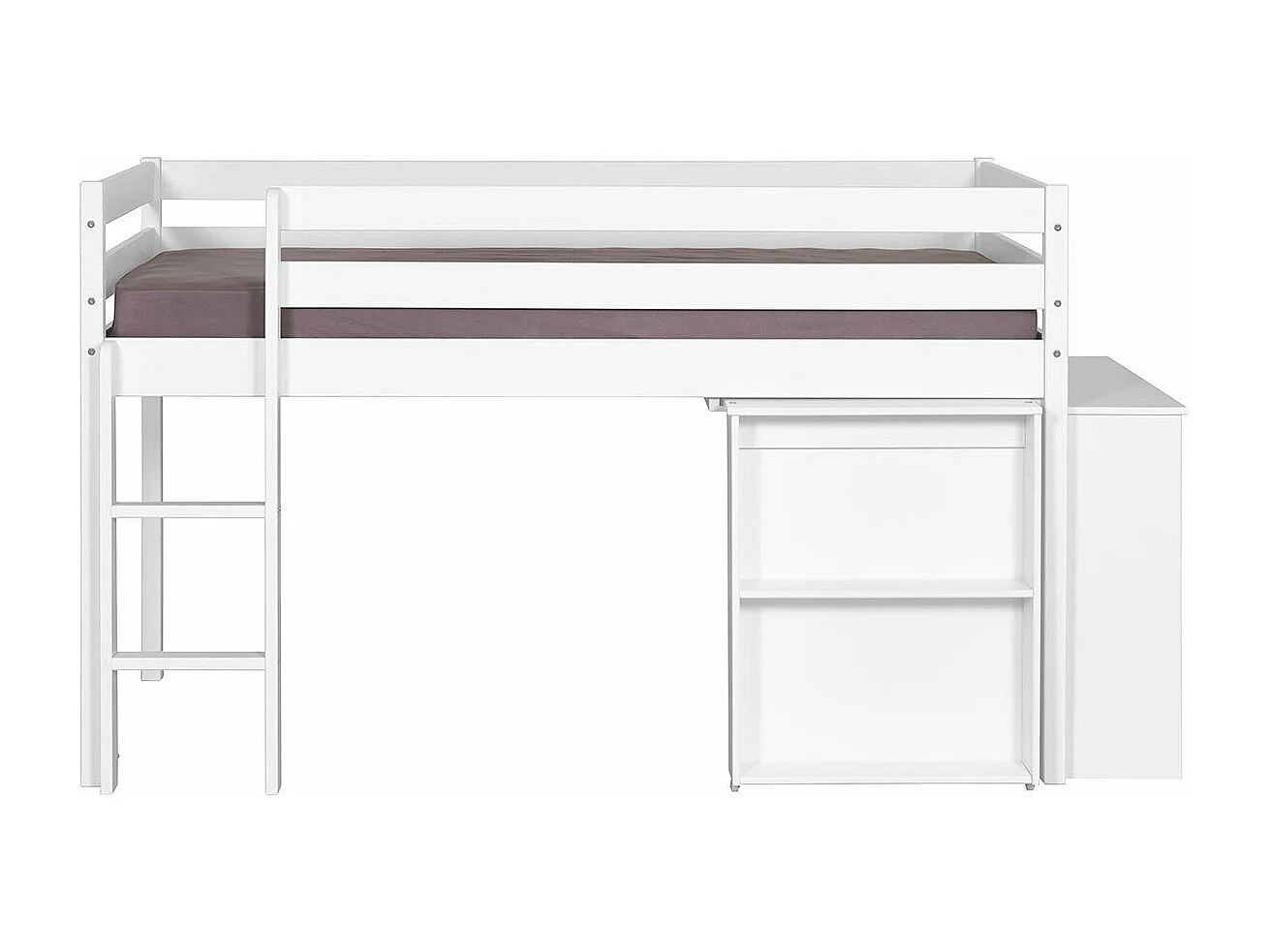 Lit mi-hauteur combiné 90x190 cm bois massif blanc DAVON