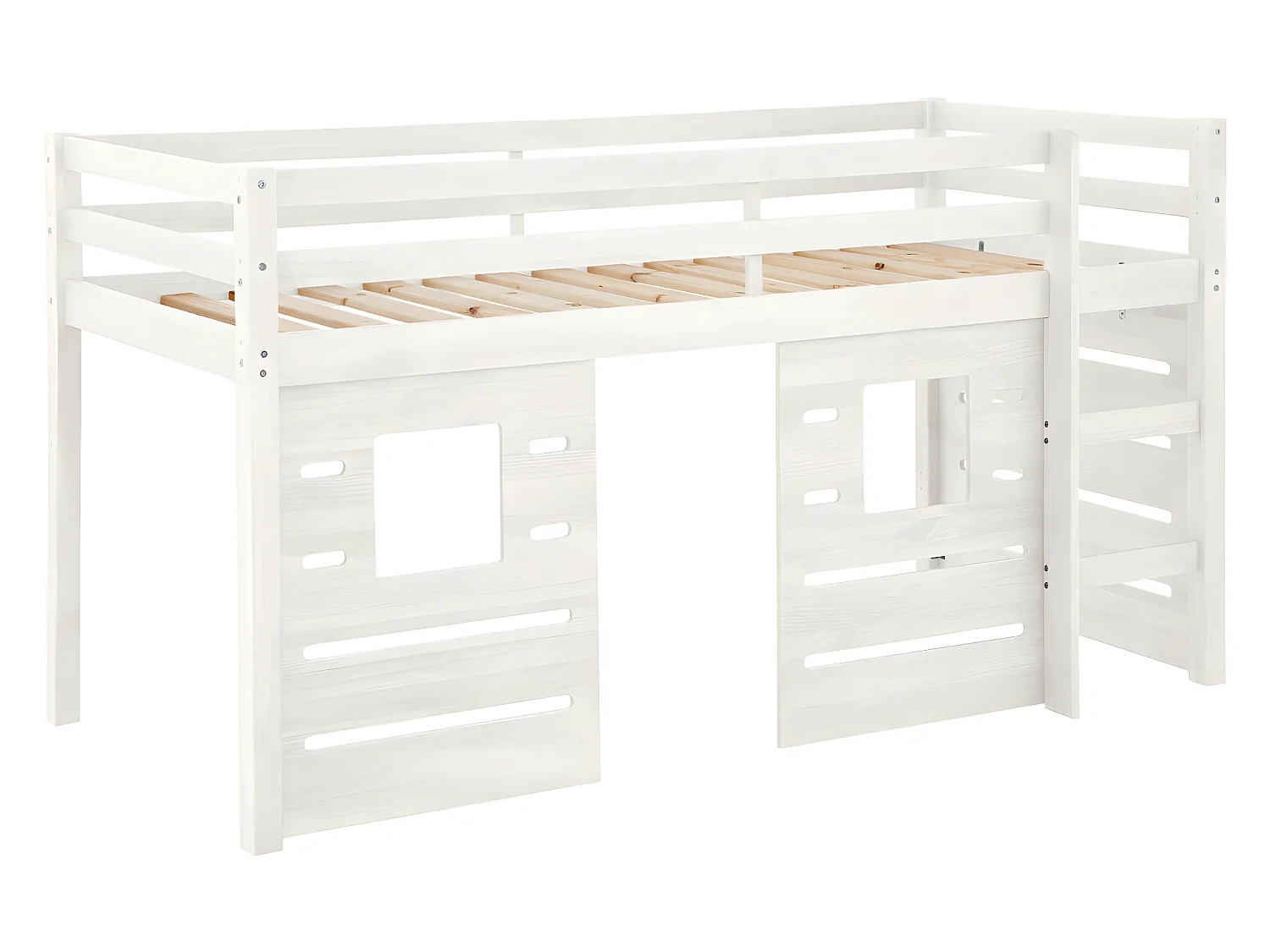 Lit mi-hauteur 90x200 cm bois massif blanc ALMA