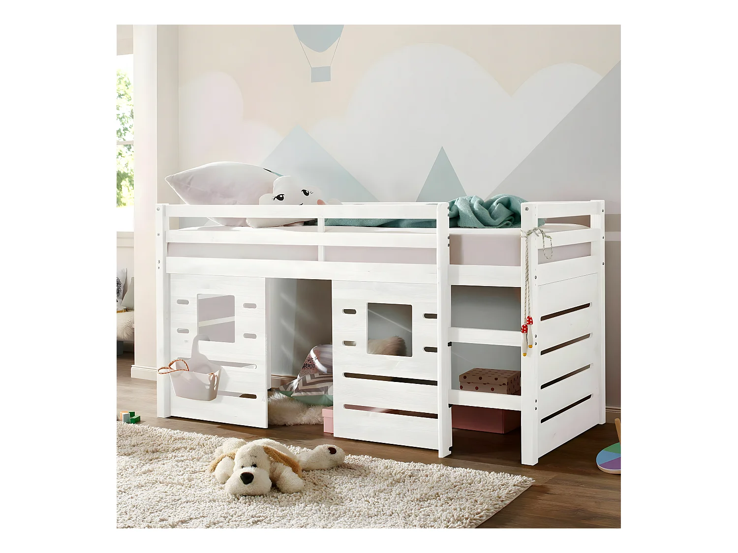 Lit mi-hauteur 90x200 cm bois massif bois ALMA