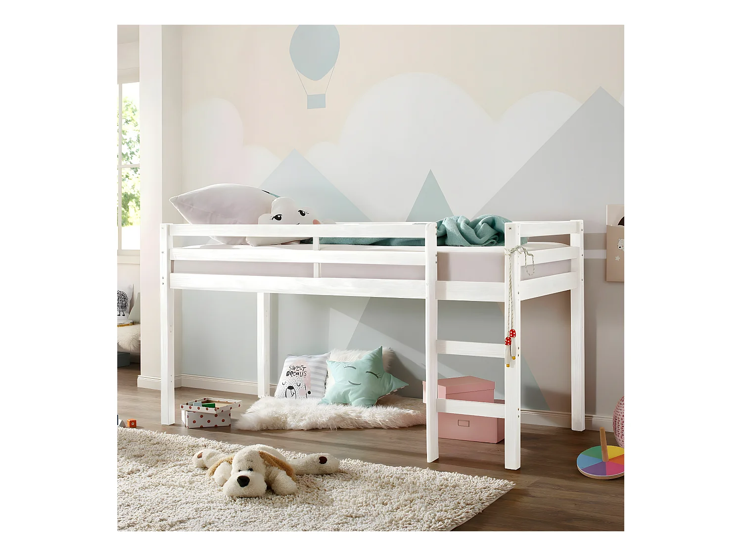 Lit mi-hauteur 90x200 cm bois massif bois ALMA