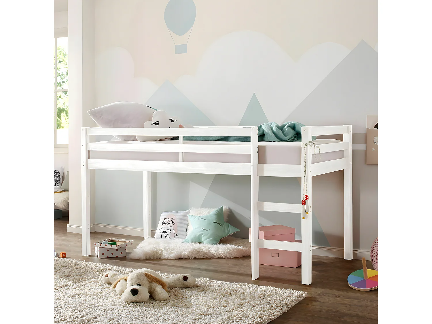 Lit mi-hauteur 90x200 cm bois massif bois ALMA