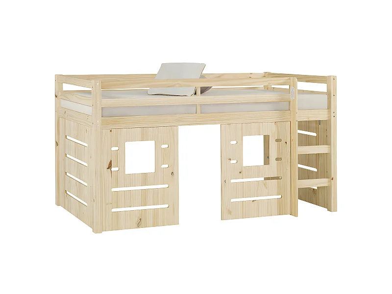 Lit mi-hauteur 90x200 cm bois massif bois ALMA