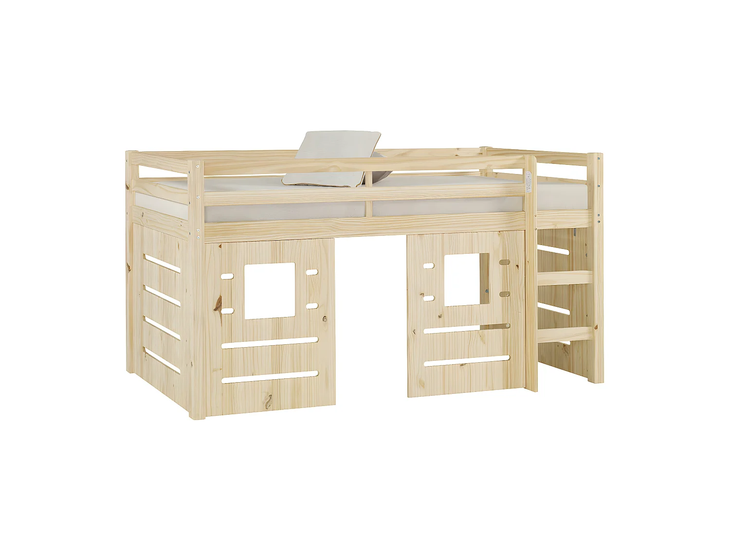 Pack lit mi-hauteur avec matelas 90x200 cm bois massif bois naturel ALMA