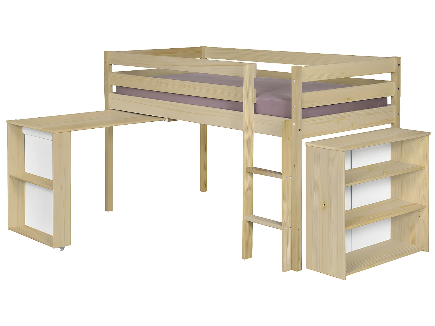 Lit enfant combiné avec matelas 90x190 cm bois massif bois DAVON