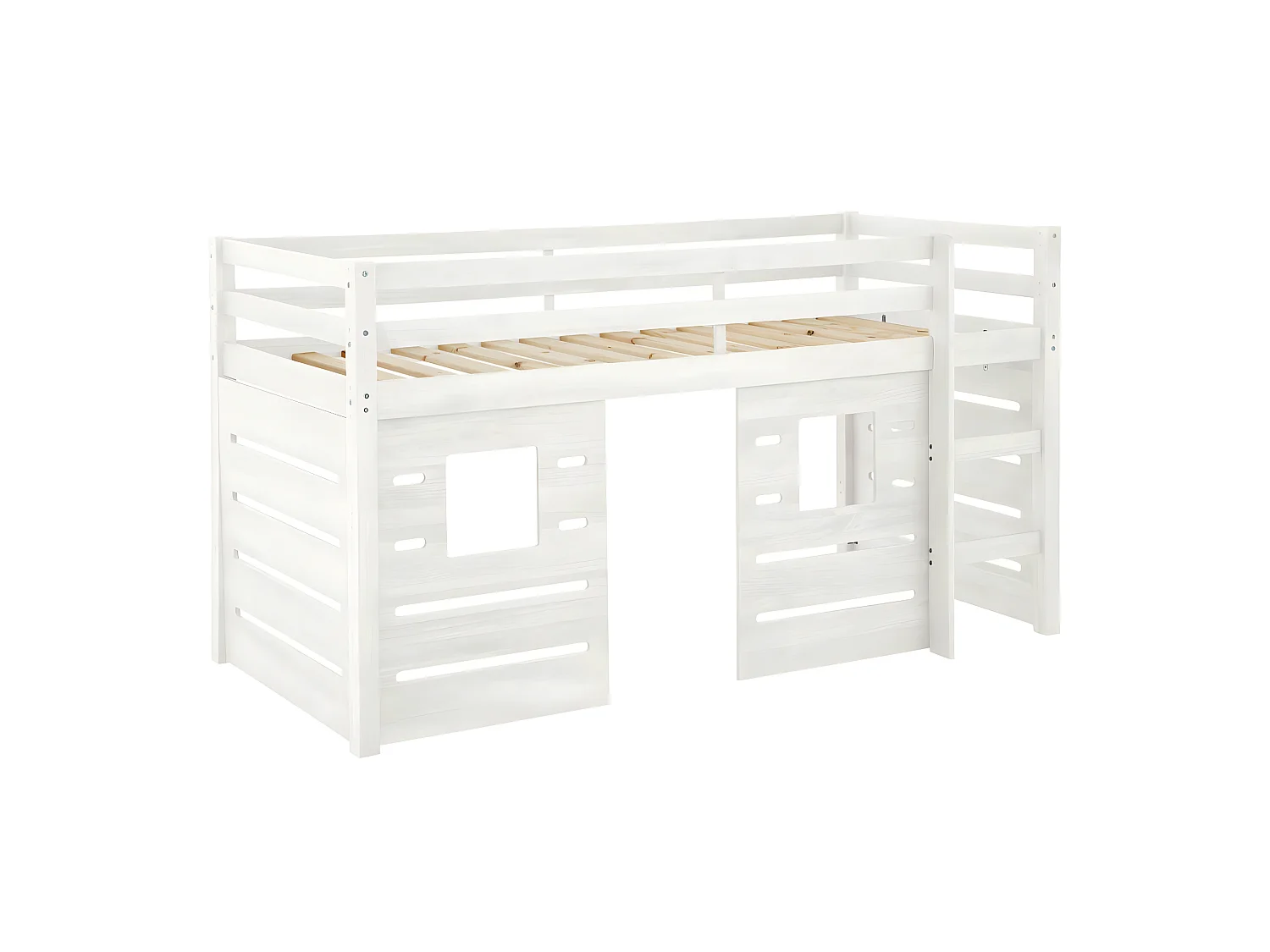 Pack lit mi-hauteur avec matelas 90x200 cm bois massif blanc ALMA