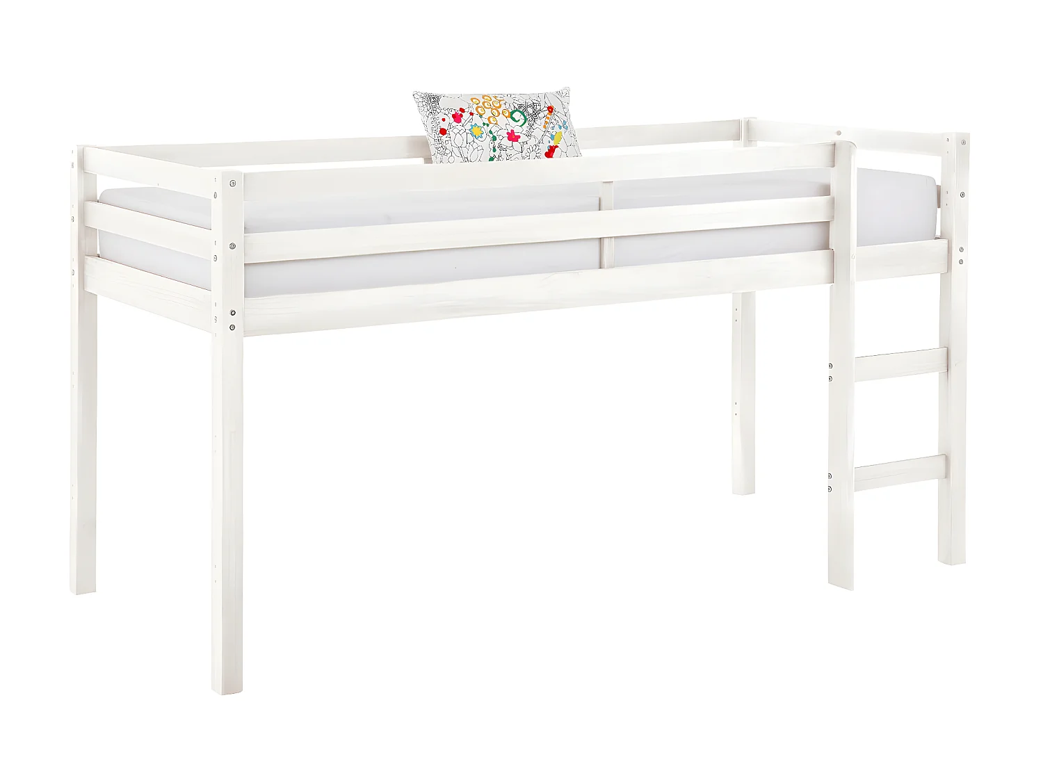 Pack lit mi-hauteur avec matelas 90x200 cm bois massif blanc ALMA