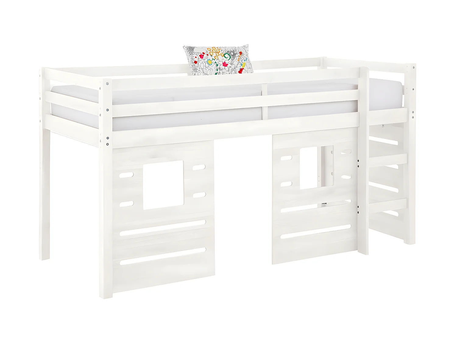 Pack lit mi-hauteur avec matelas 90x200 cm bois massif blanc ALMA