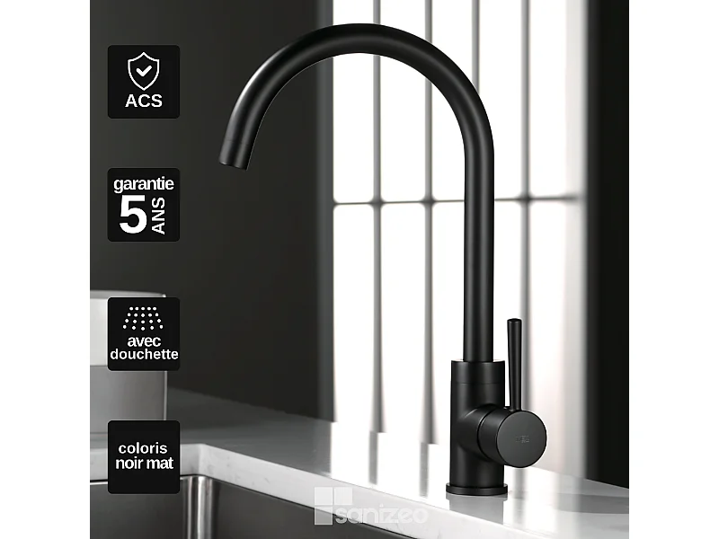Mitigeur Évier Cuisine noir mat - Design moderne – LYON IMEX