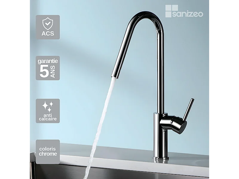 Mitigeur Évier Cuisine avec douchette extractible chromé - Design moderne – KENIA IMEX