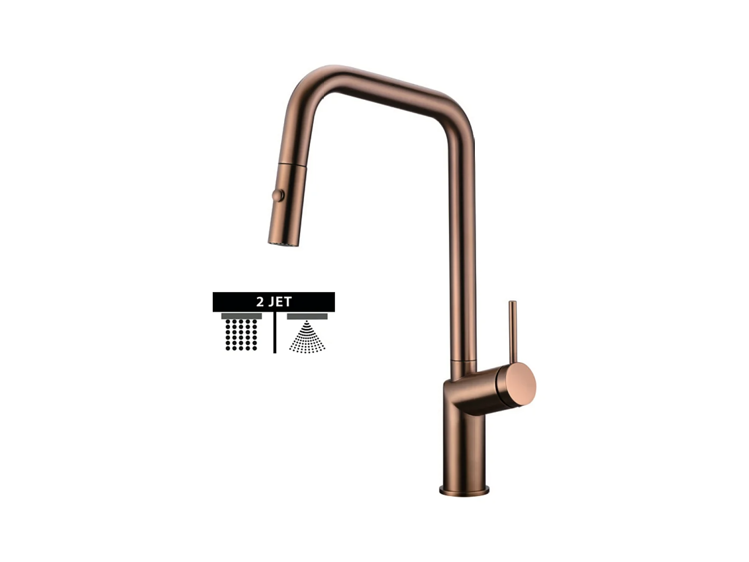 Mitigeur Évier Cuisine avec douchette extractible or rose brossé - Design moderne – BONN IMEX