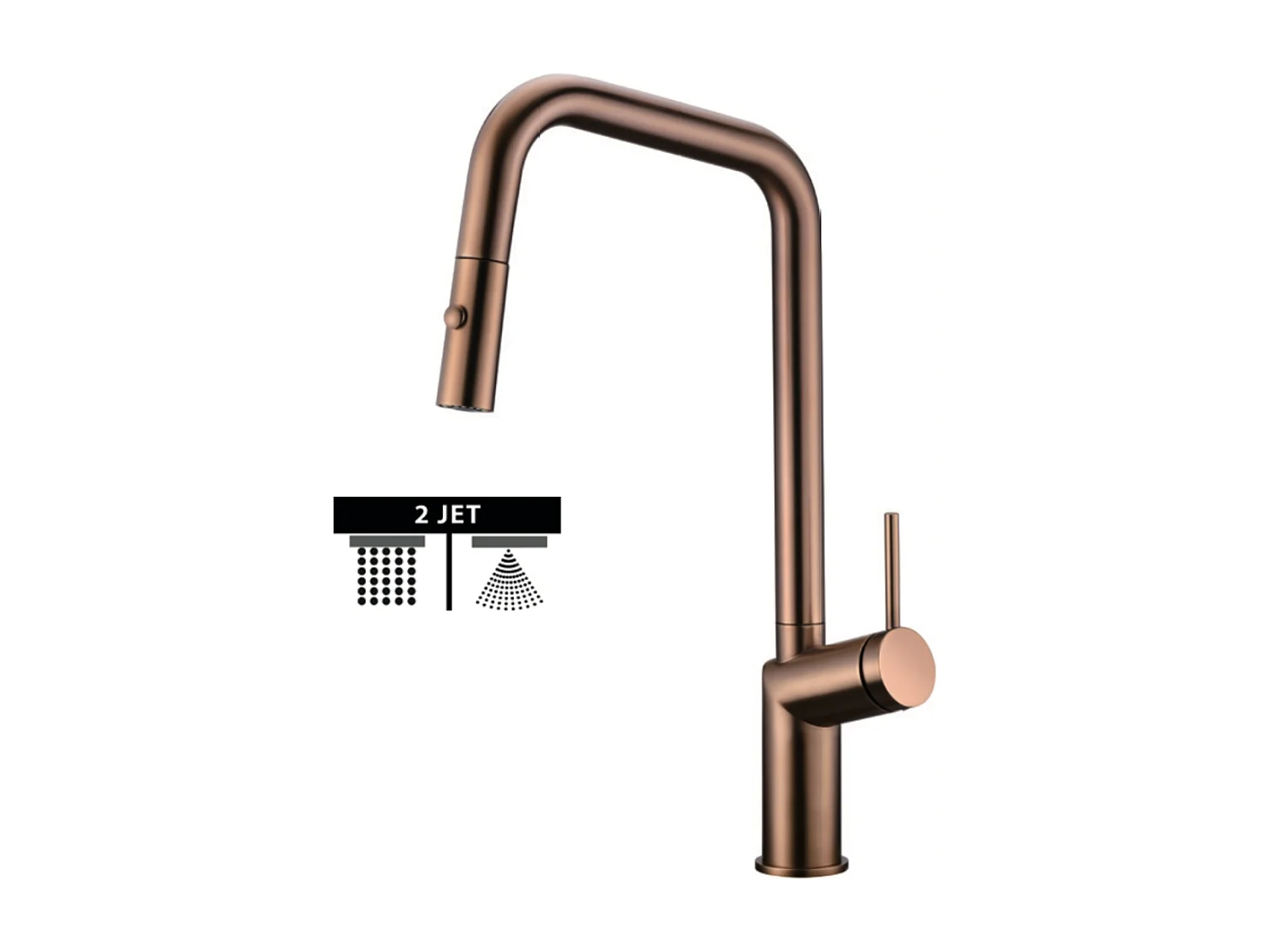 Mitigeur Évier Cuisine avec douchette extractible or rose brossé - Design moderne – BONN IMEX