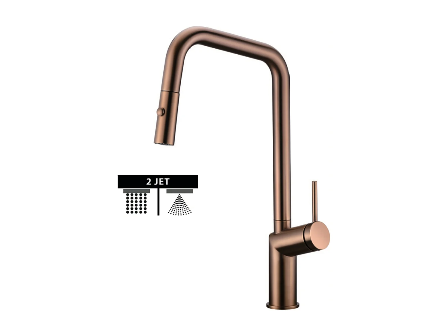 Mitigeur Évier Cuisine avec douchette extractible or rose brossé - Design moderne – BONN IMEX