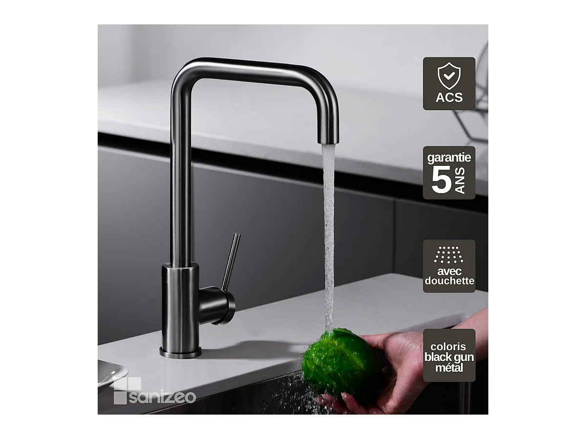 Mitigeur Évier Cuisine noir métal - Design moderne – LOIRA IMEX