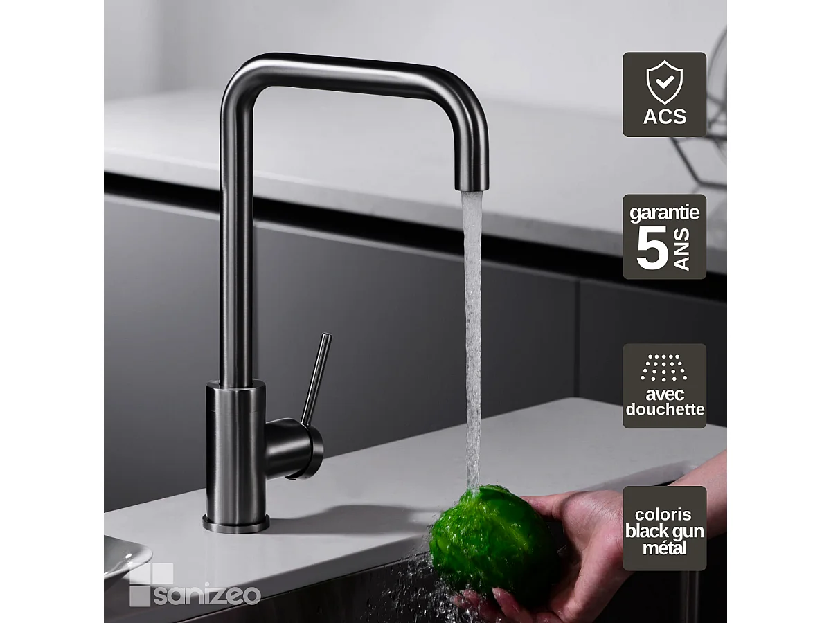 Mitigeur Évier Cuisine noir métal - Design moderne – LOIRA IMEX