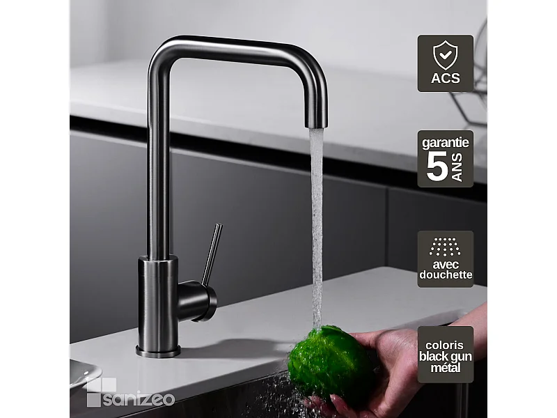 Mitigeur Évier Cuisine noir métal - Design moderne – LOIRA IMEX