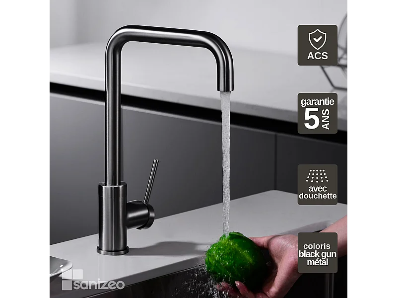 Mitigeur Évier Cuisine noir métal - Design moderne – LOIRA IMEX