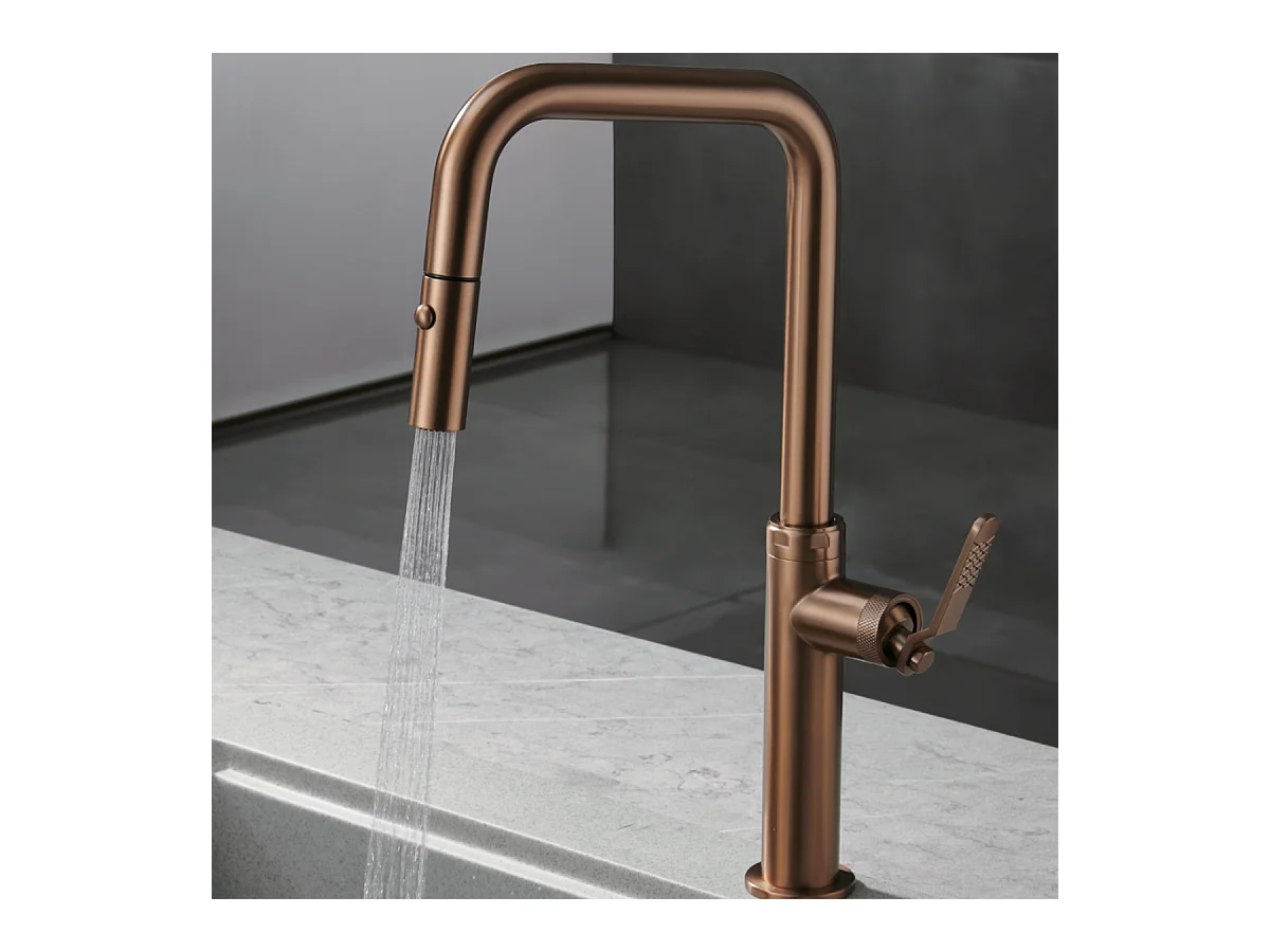 Mitigeur Évier Cuisine avec douchette extractible or rose brossé - Design moderne – NIZA IMEX