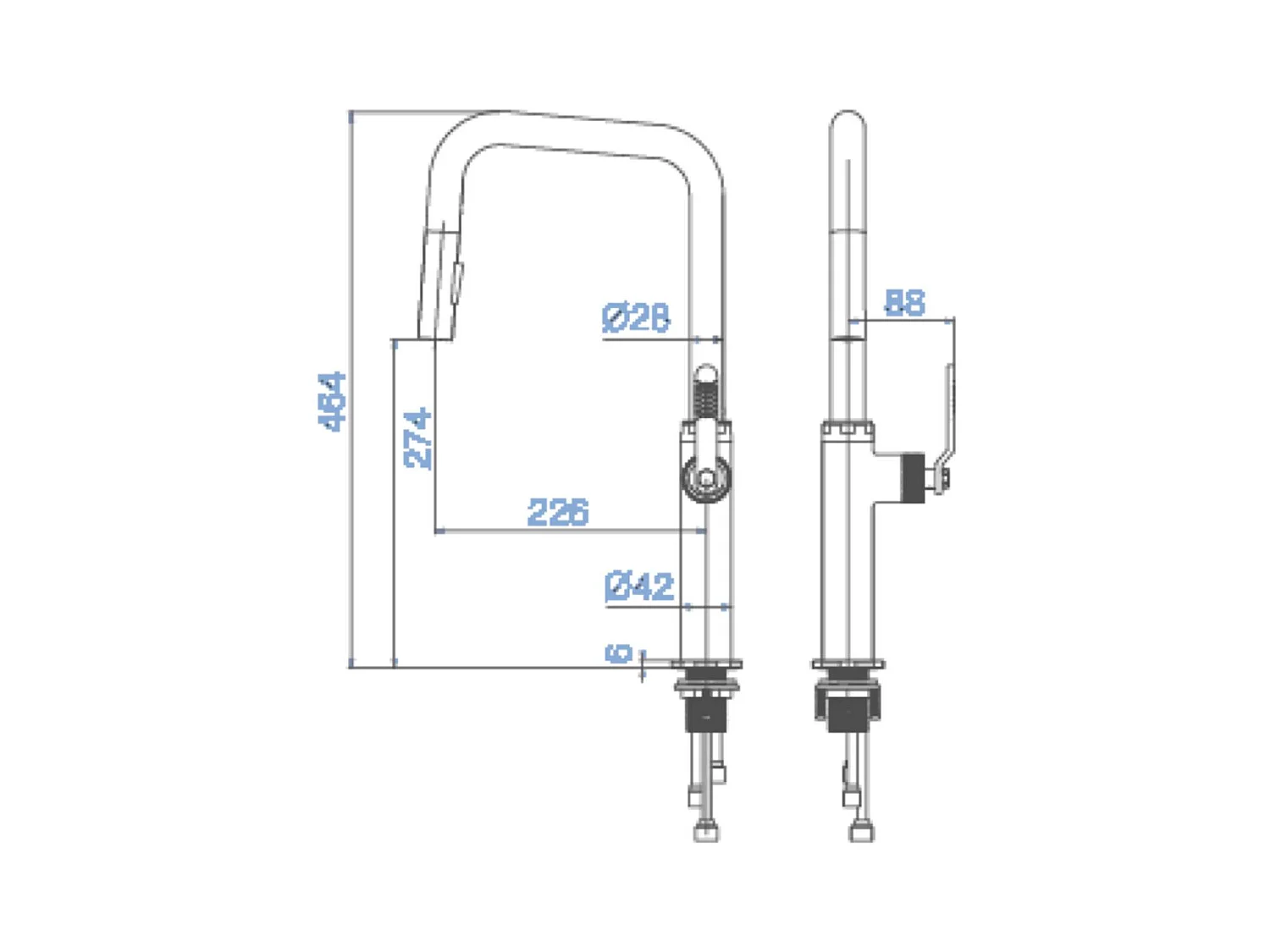 Mitigeur Évier Cuisine avec douchette extractible or rose brossé - Design moderne – NIZA IMEX