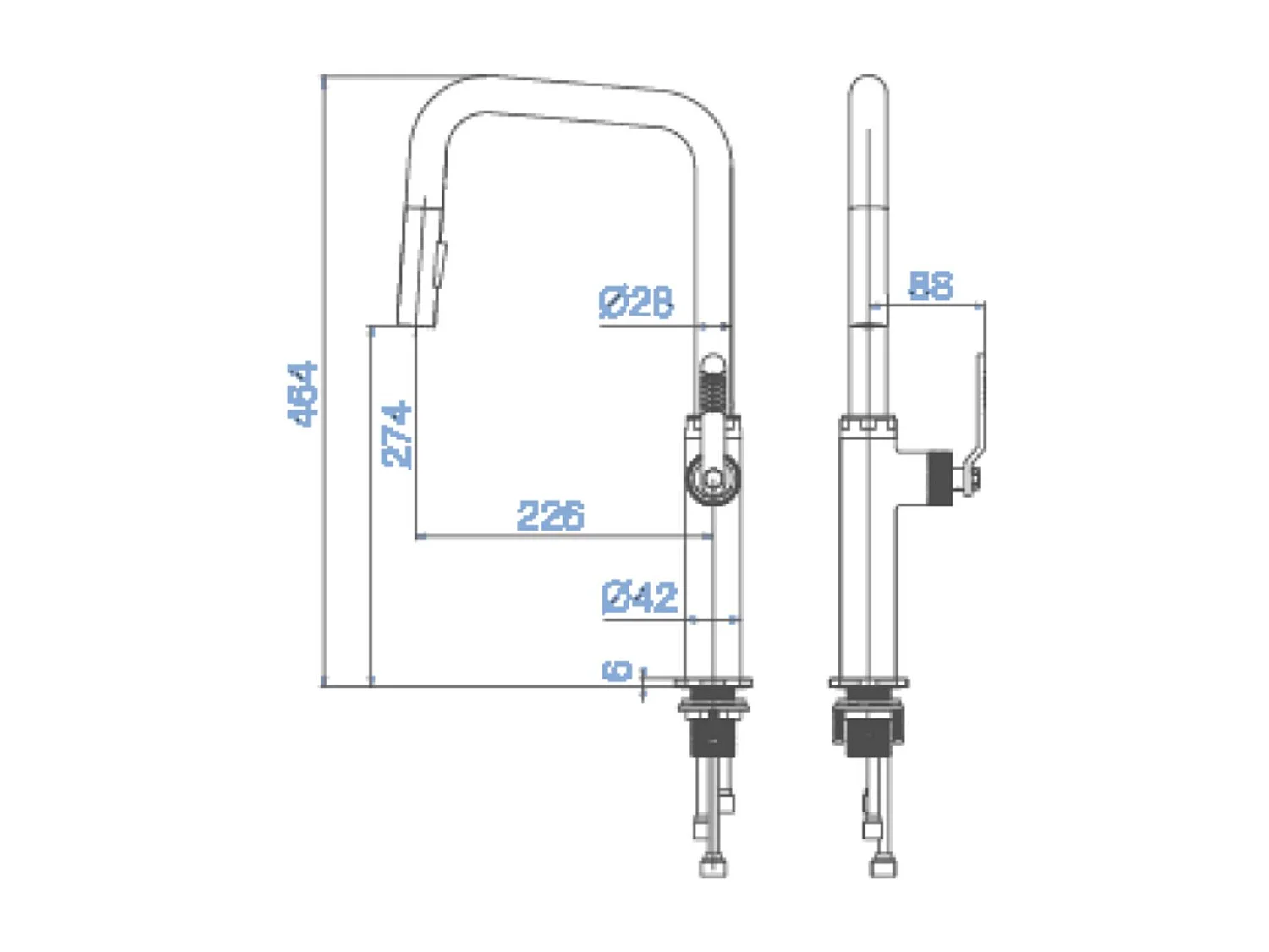 Mitigeur Évier Cuisine avec douchette extractible or rose brossé - Design moderne – NIZA IMEX