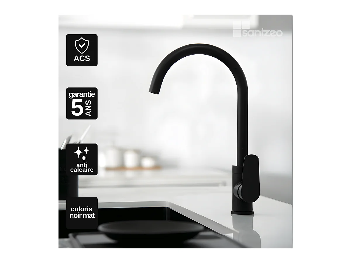 Mitigeur Évier Cuisine noir mat - Design moderne – BELGICA IMEX