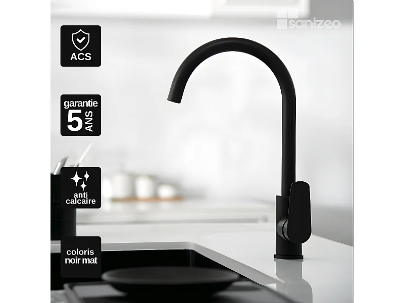 Mitigeur Évier Cuisine noir mat - Design moderne – BELGICA IMEX