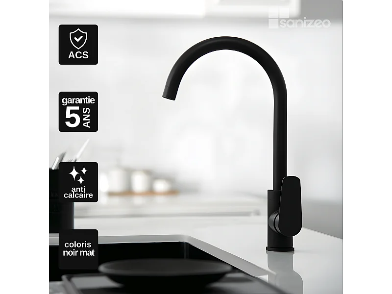 Mitigeur Évier Cuisine noir mat - Design moderne – BELGICA IMEX