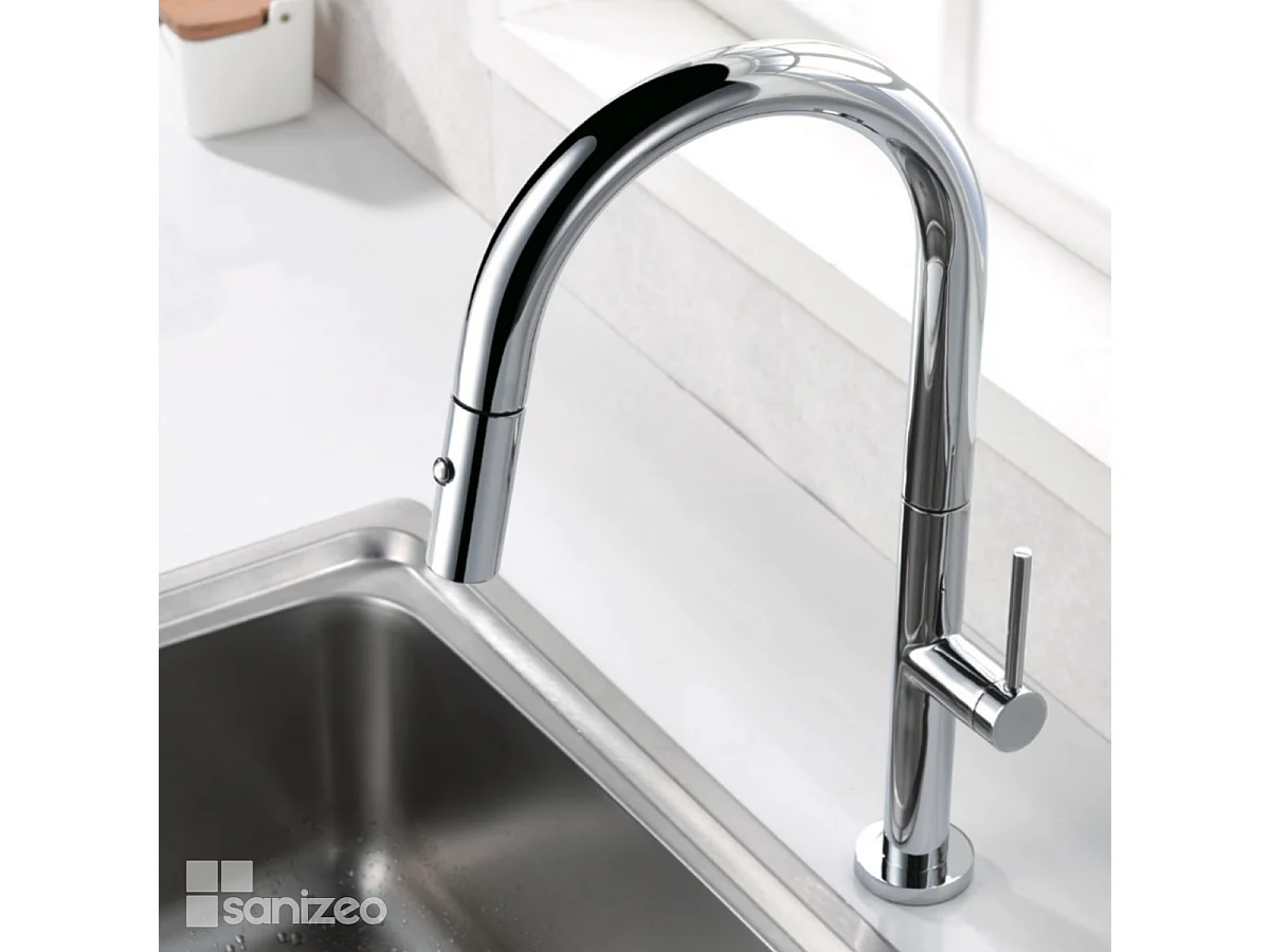 Mitigeur Évier Cuisine avec douchette extractible chromé - Design moderne – SAMOA IMEX