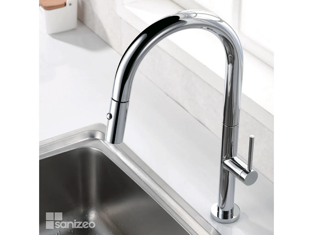 Mitigeur Évier Cuisine avec douchette extractible chromé - Design moderne – SAMOA IMEX