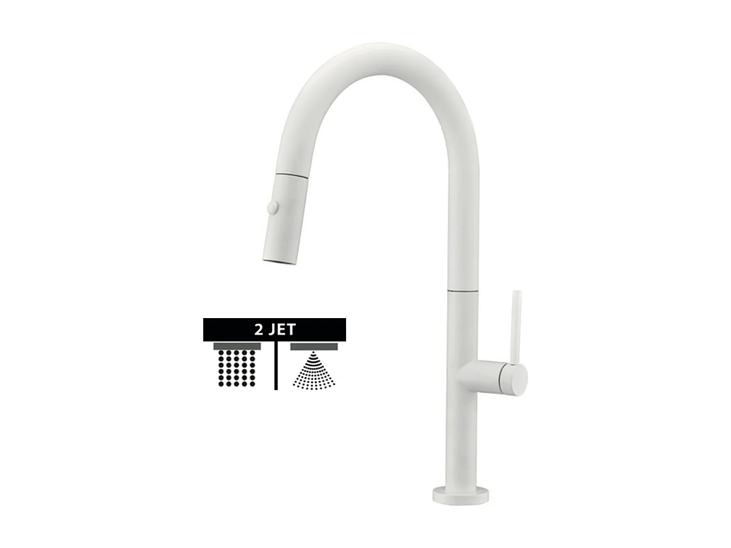 Mitigeur Évier Cuisine avec douchette extractible blanc mat - Design moderne – SAMOA IMEX