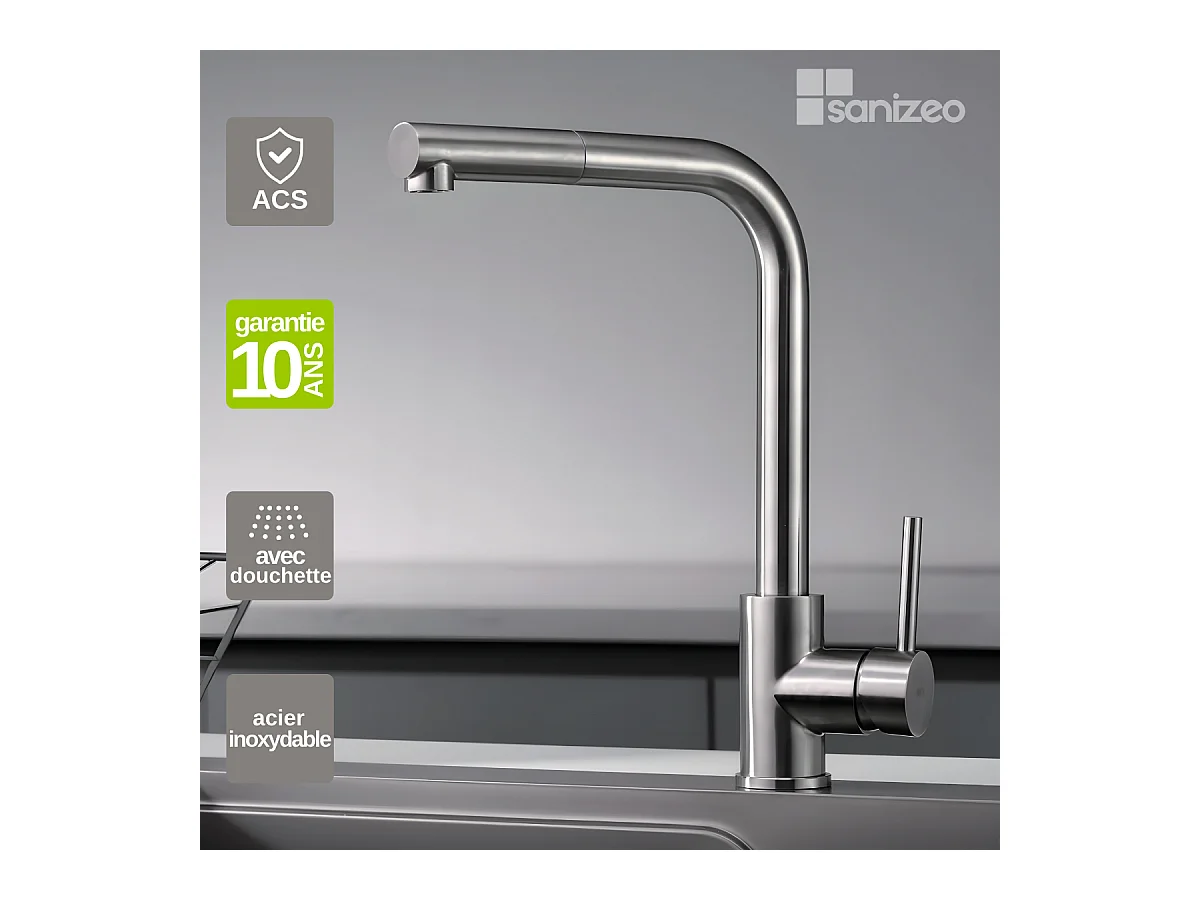 Mitigeur Évier Cuisine avec douchette extractible acier inoxydable - Design moderne – MALTA IMEX