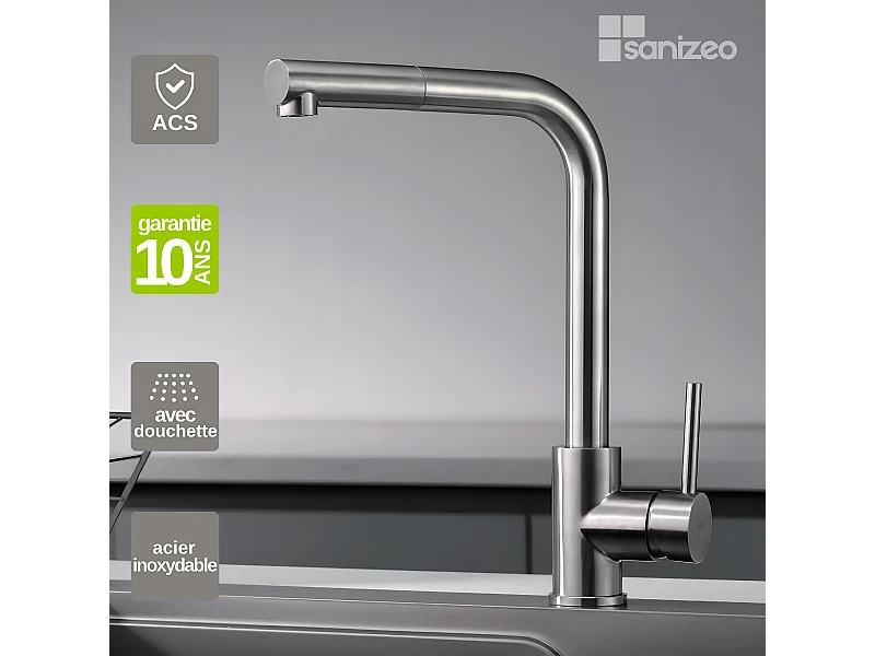 Mitigeur Évier Cuisine avec douchette extractible acier inoxydable - Design moderne – MALTA IMEX