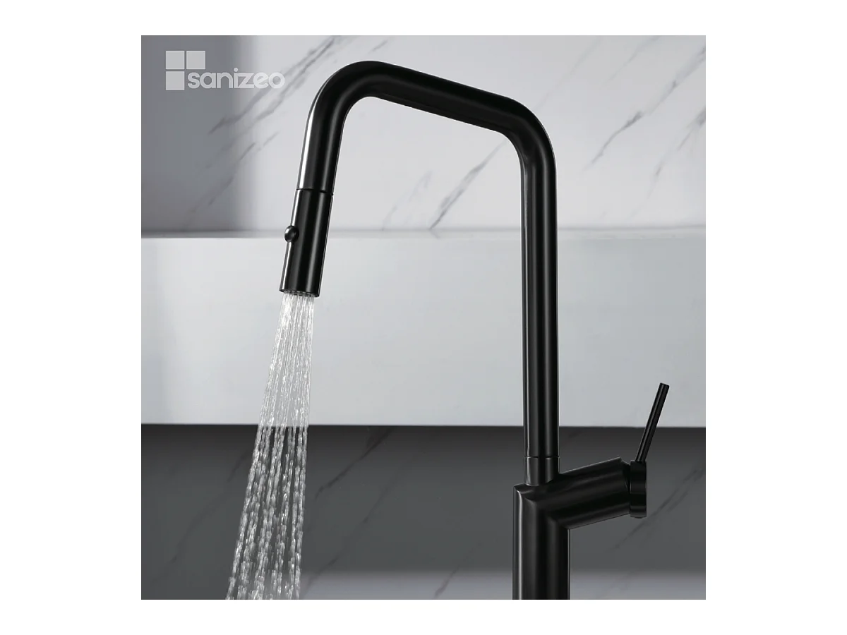 Mitigeur Évier Cuisine avec douchette extractible noir métal - Design moderne – BONN IMEX